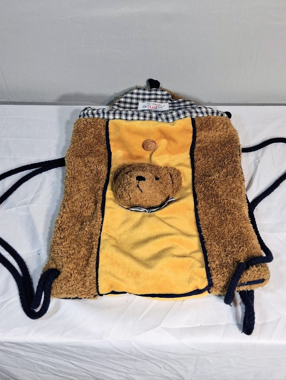 Sunkid Plush 14" Long X 12" Wide Strapped Teddy Bear Pouch German Made